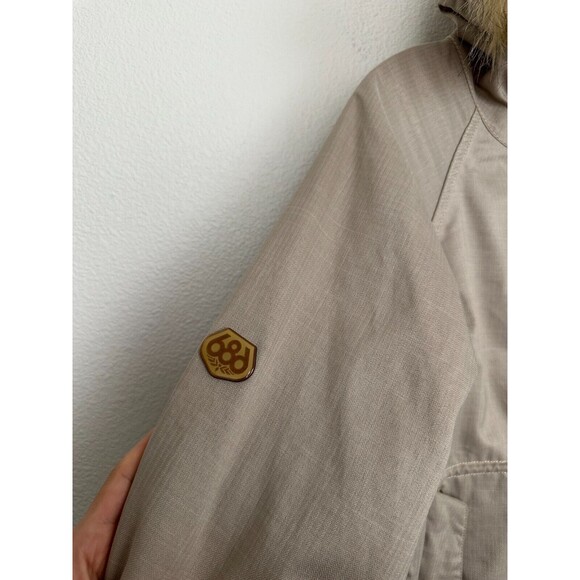 686 Mannual Snowboard Jacket Full Zip Tan Fur Trim Hooded Beige Size Women's XS - Picture 5 of 11